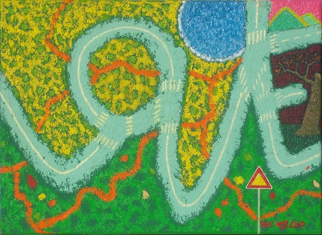 Along the Road - Love Road, Mixed Media on Canvas, 10 3/8” x 7 5/8”, 2011