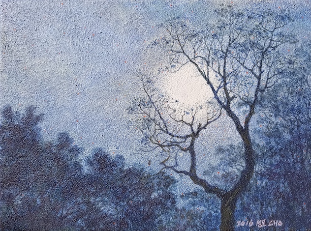 Along the Road - Sarang Mountain, Sarang Mountain's Full Moon, Acrylic on Canvas, 12