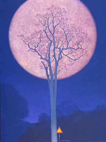 Along the LOVE Road with Full Moon / Acrylic on Canvas / 34
